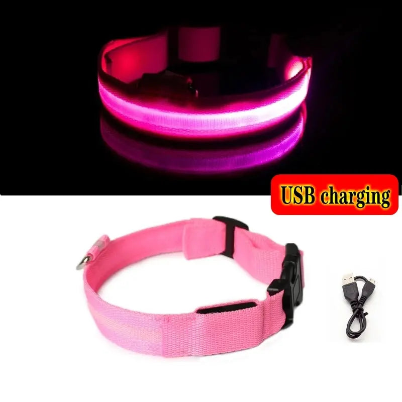 Led Dog Collar Light Anti-lost Collar For Dogs Puppies Night Luminous Supplies Pet Products Accessories USB Charging/Battery simplyledstore