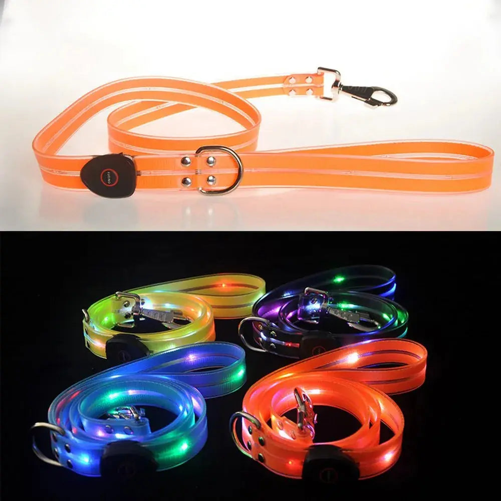 Pet Dog LED Light UP Leash USB Rechargeable PVC With Webbing Glowing Pet Leash Light Up Puppy Dog Night Walking No Collar simplyledstore