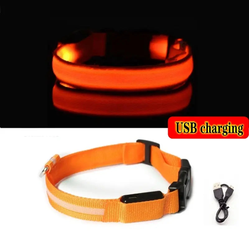 Led Dog Collar Light Anti-lost Collar For Dogs Puppies Night Luminous Supplies Pet Products Accessories USB Charging/Battery simplyledstore