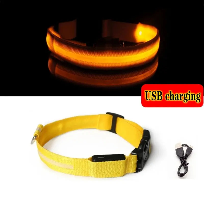 Led Dog Collar Light Anti-lost Collar For Dogs Puppies Night Luminous Supplies Pet Products Accessories USB Charging/Battery simplyledstore