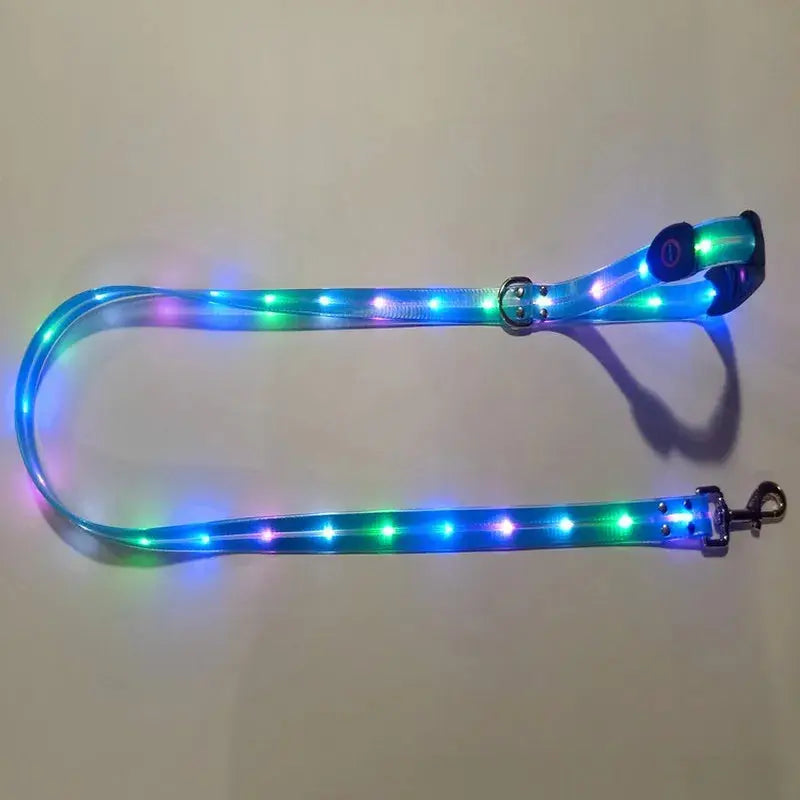 Pet Dog LED Light UP Leash USB Rechargeable PVC With Webbing Glowing Pet Leash Light Up Puppy Dog Night Walking No Collar simplyledstore