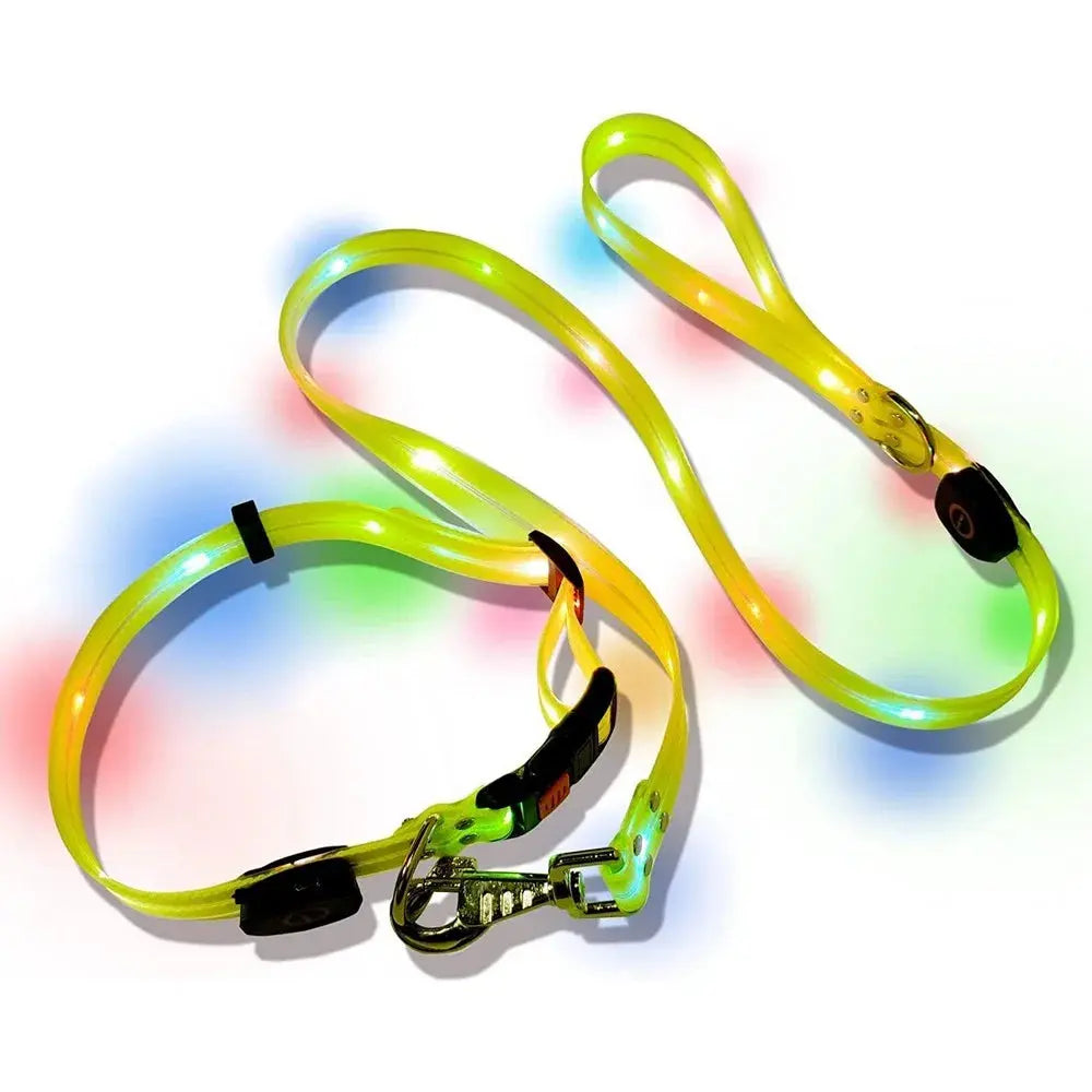 Pet Dog LED Light UP Leash USB Rechargeable PVC With Webbing Glowing Pet Leash Light Up Puppy Dog Night Walking No Collar simplyledstore