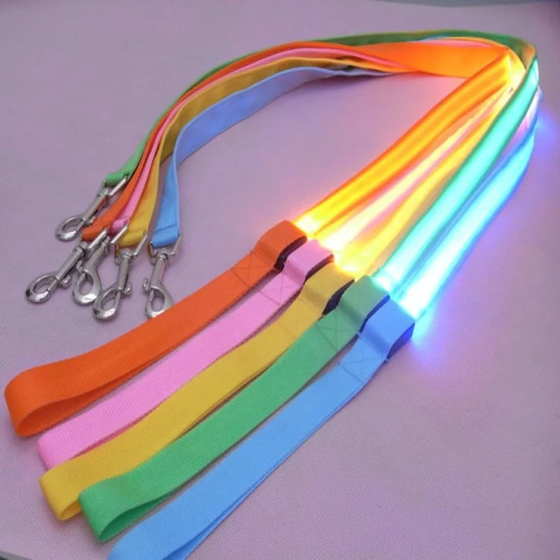 LED Light Up Dog Leash Luminous Rope Lead Leash For Dog Safety Flashing Glowing Dog Collar Harness Electronic Pet Accessories simplyledstore