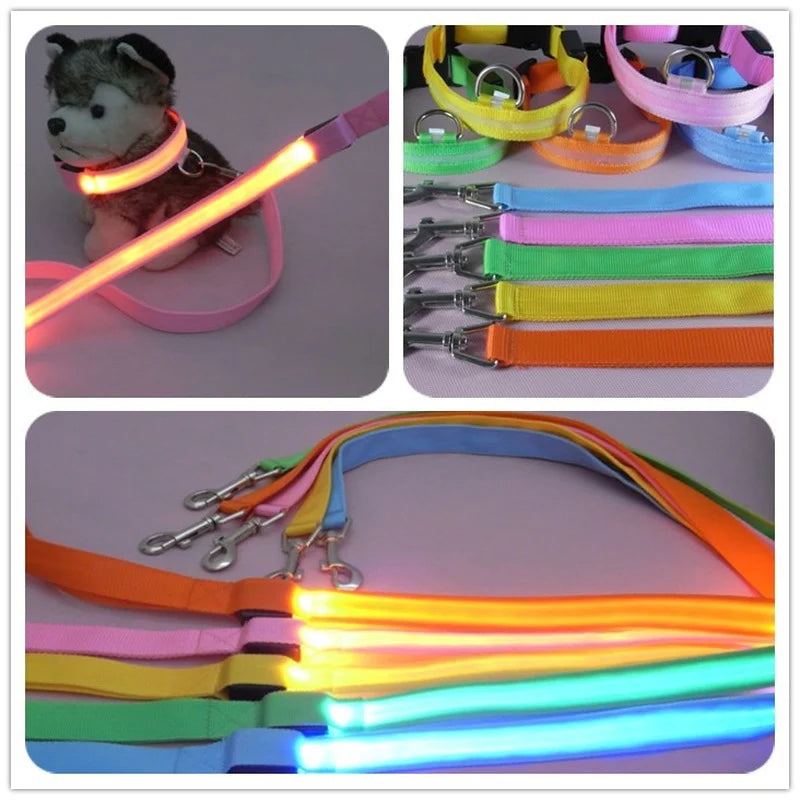 LED Light Up Dog Leash Luminous Rope Lead Leash For Dog Safety Flashing Glowing Dog Collar Harness Electronic Pet Accessories simplyledstore