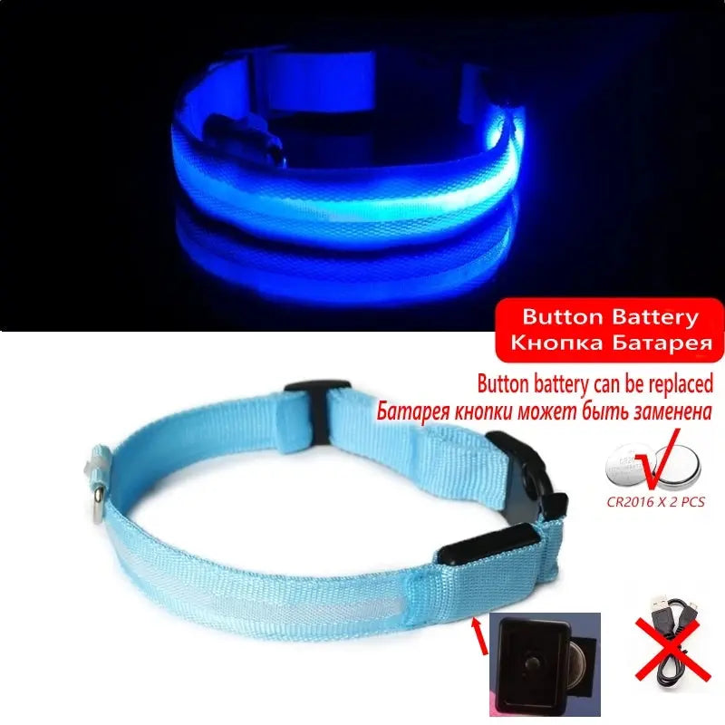 Led Dog Collar Light Anti-lost Collar For Dogs Puppies Night Luminous Supplies Pet Products Accessories USB Charging/Battery simplyledstore