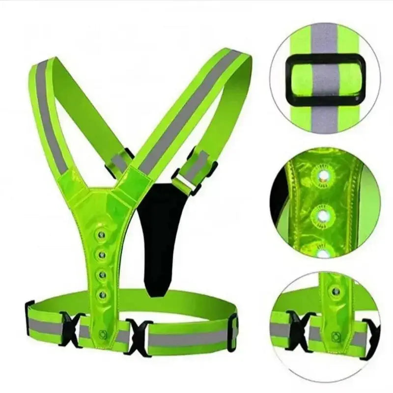 Safety Reflective Vest LED Running Light Adjustable Cycling Vest Night Warning Work Fishing Sports Vest simplyledstore