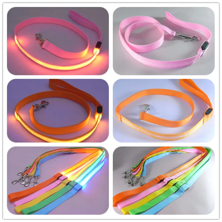LED Light Up Dog Leash Luminous Rope Lead Leash For Dog Safety Flashing Glowing Dog Collar Harness Electronic Pet Accessories simplyledstore