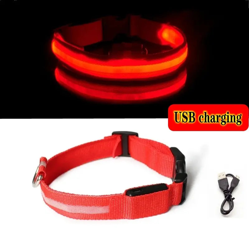 Led Dog Collar Light Anti-lost Collar For Dogs Puppies Night Luminous Supplies Pet Products Accessories USB Charging/Battery simplyledstore