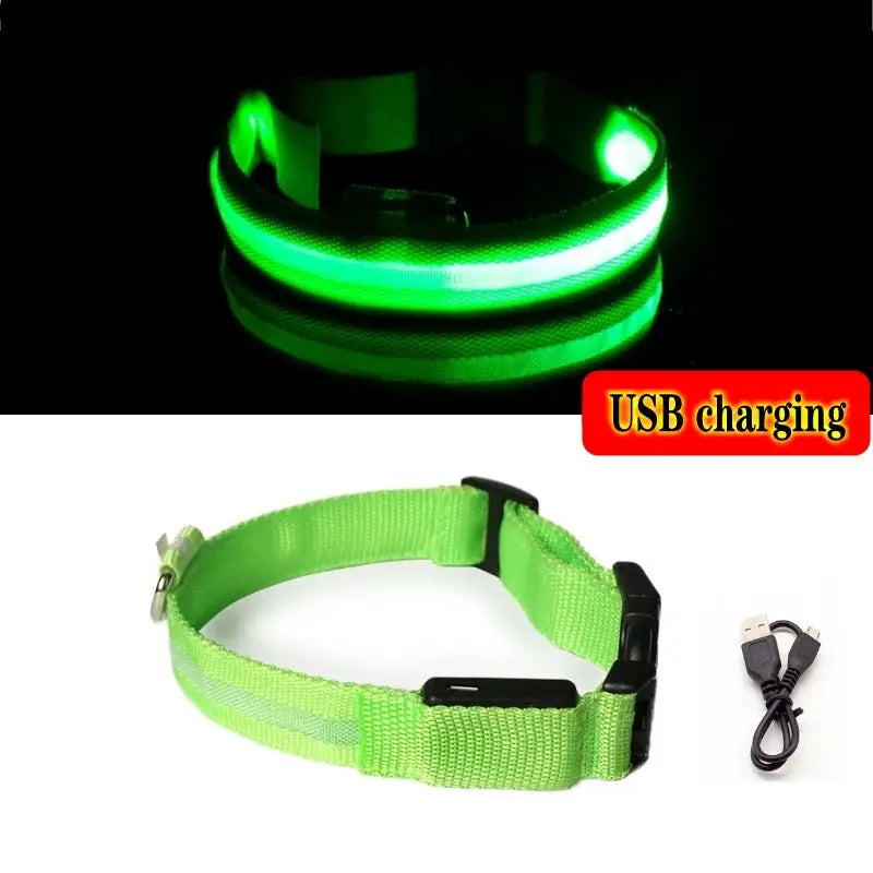 Led Dog Collar Light Anti-lost Collar For Dogs Puppies Night Luminous Supplies Pet Products Accessories USB Charging/Battery simplyledstore