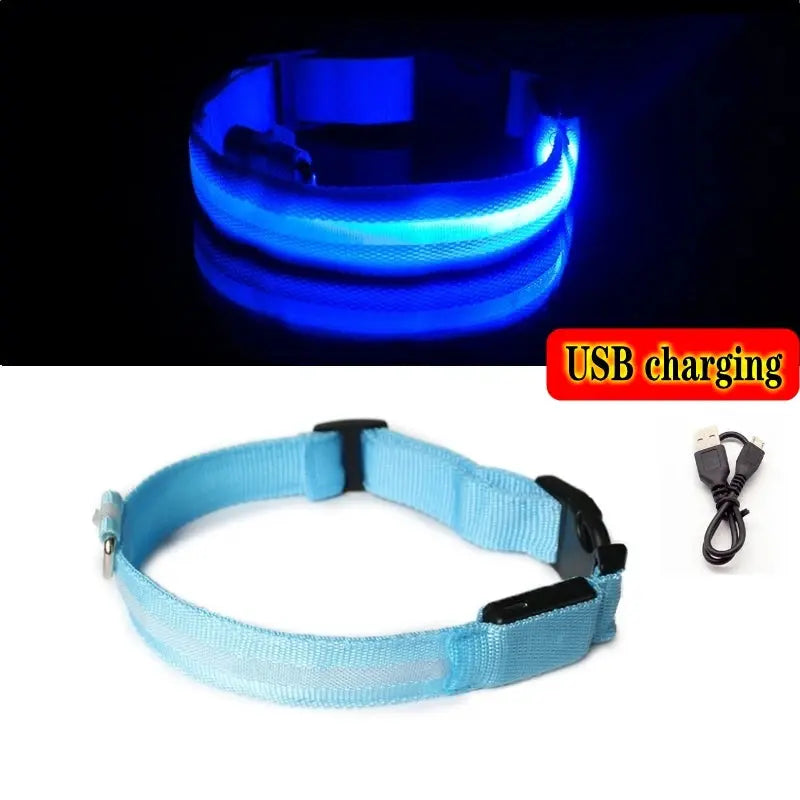 Led Dog Collar Light Anti-lost Collar For Dogs Puppies Night Luminous Supplies Pet Products Accessories USB Charging/Battery simplyledstore
