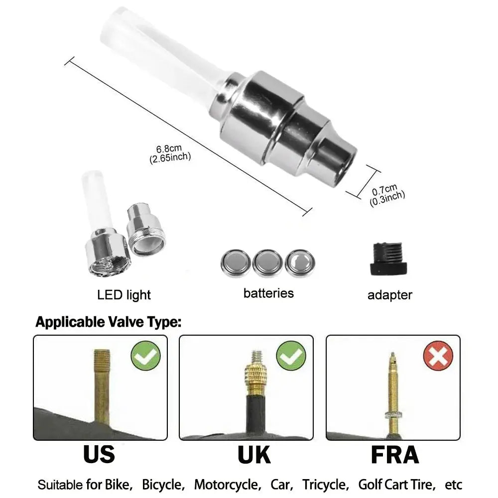 LED Bicycle Valve Light, Neon Bicycle Spoke Light, Bicycle Tire Valve Light, Night Riding Warning Light Bicycle Accessories simplyledstore