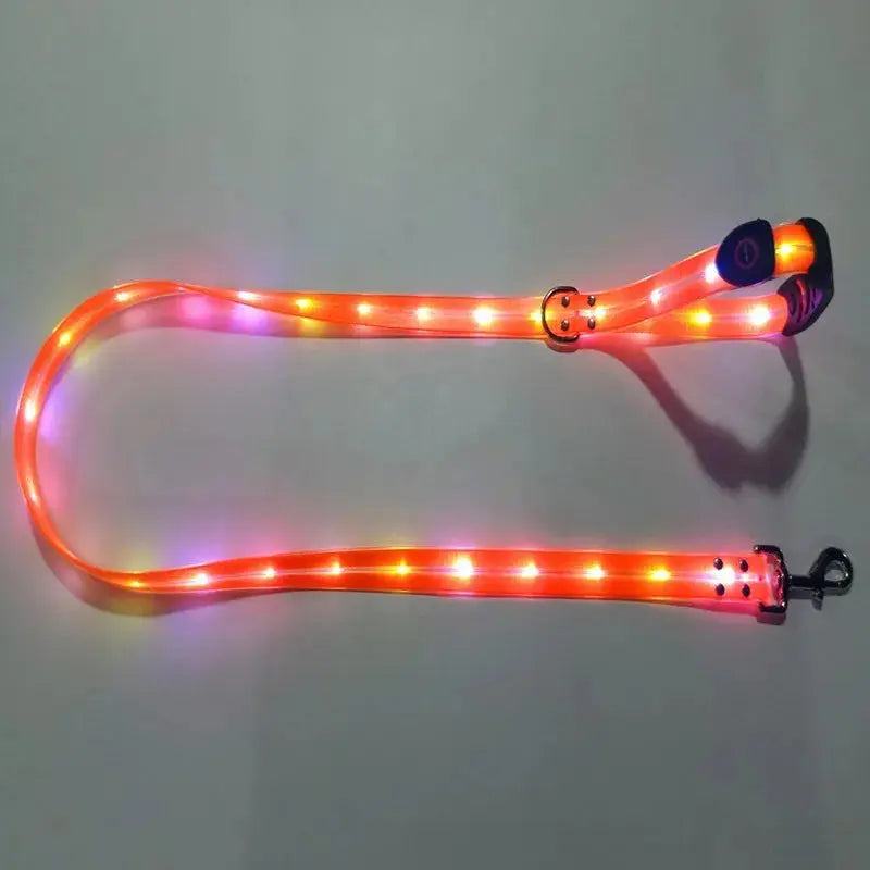 Pet Dog LED Light UP Leash USB Rechargeable PVC With Webbing Glowing Pet Leash Light Up Puppy Dog Night Walking No Collar simplyledstore