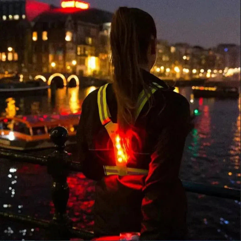 Safety Reflective Vest LED Running Light Adjustable Cycling Vest Night Warning Work Fishing Sports Vest simplyledstore
