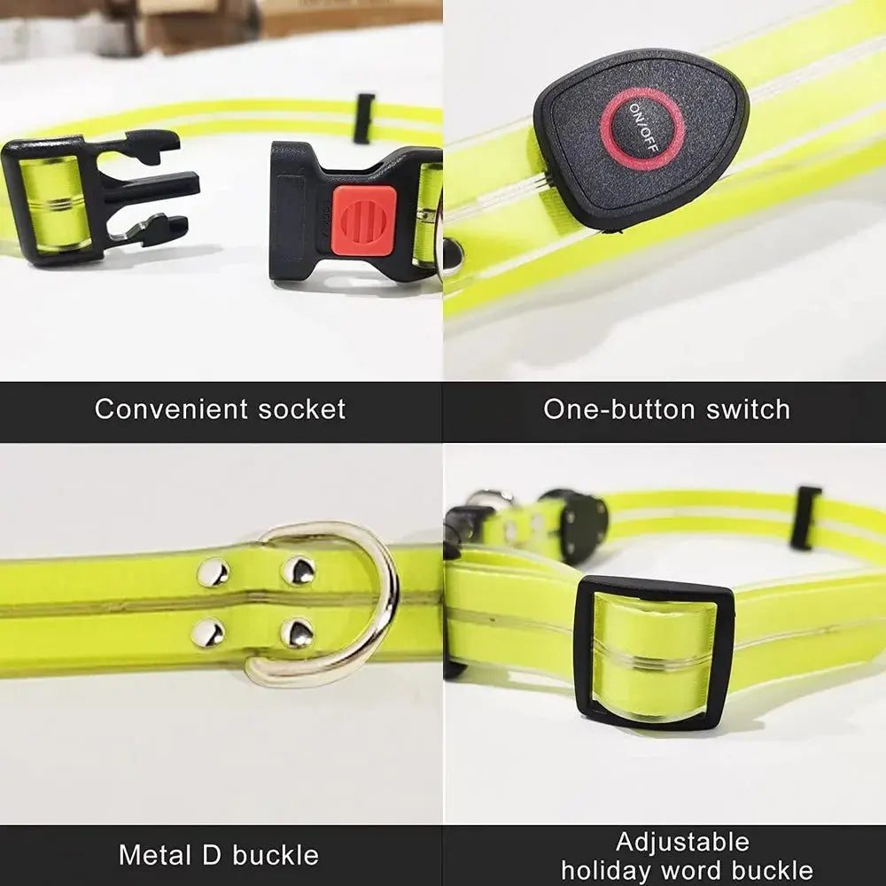Pet Dog LED Light UP Leash USB Rechargeable PVC With Webbing Glowing Pet Leash Light Up Puppy Dog Night Walking No Collar simplyledstore