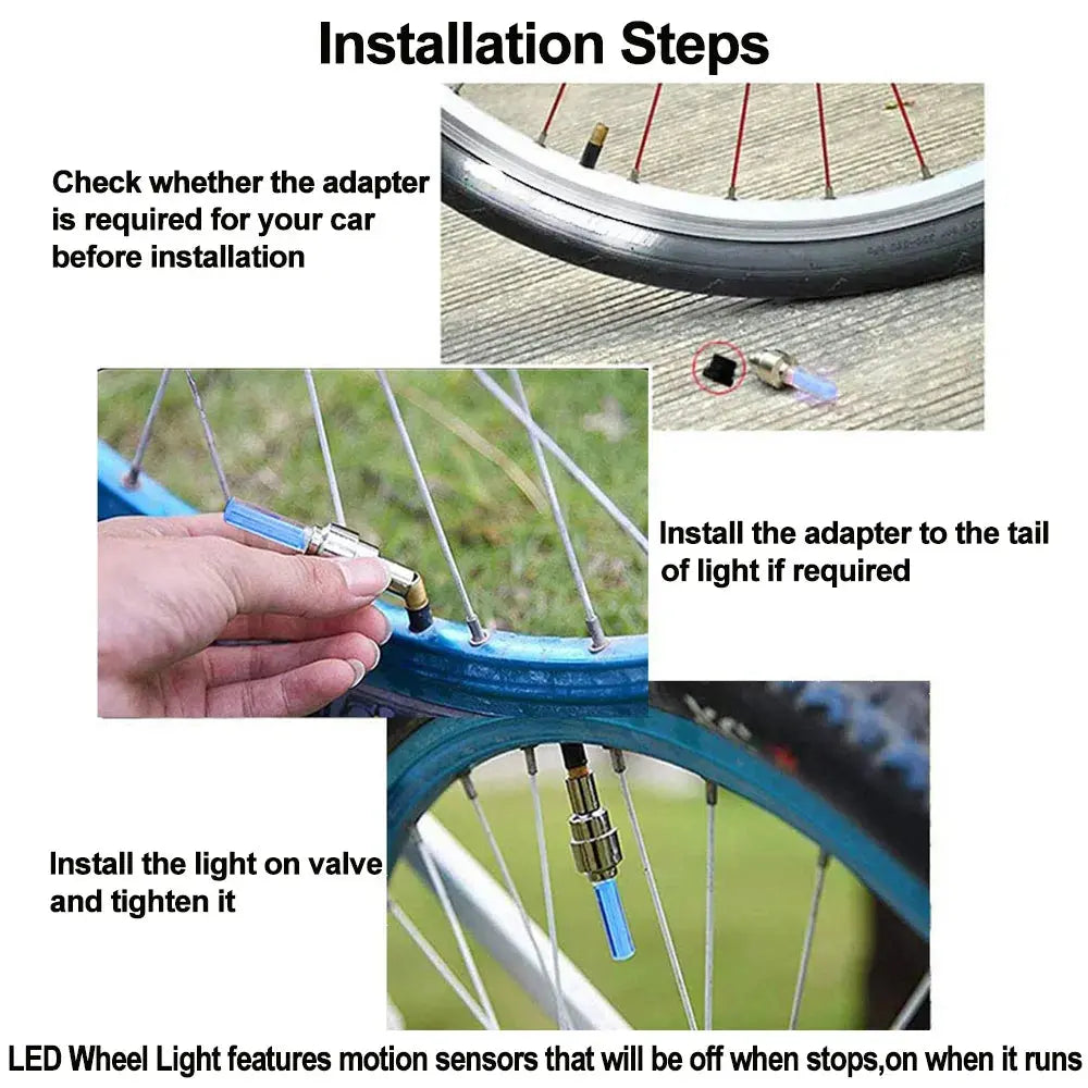 LED Bicycle Valve Light, Neon Bicycle Spoke Light, Bicycle Tire Valve Light, Night Riding Warning Light Bicycle Accessories simplyledstore