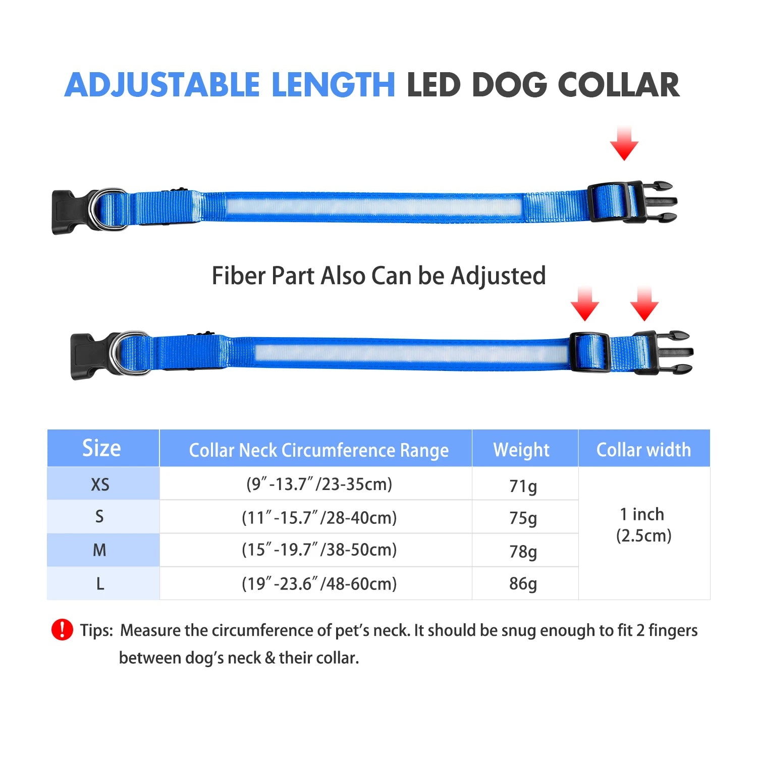 LED Dog Collar Waterproof Safety Night Glow Necklace SIMPLY LED