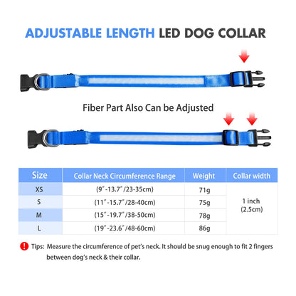 LED Dog Collar Waterproof Safety Night Glow Necklace SIMPLY LED