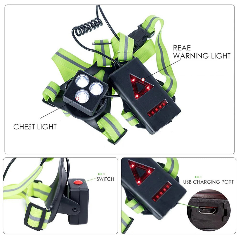 Outdoor Sport Jogging Chest LED USB Charge Night Running Safety Light SIMPLY LED