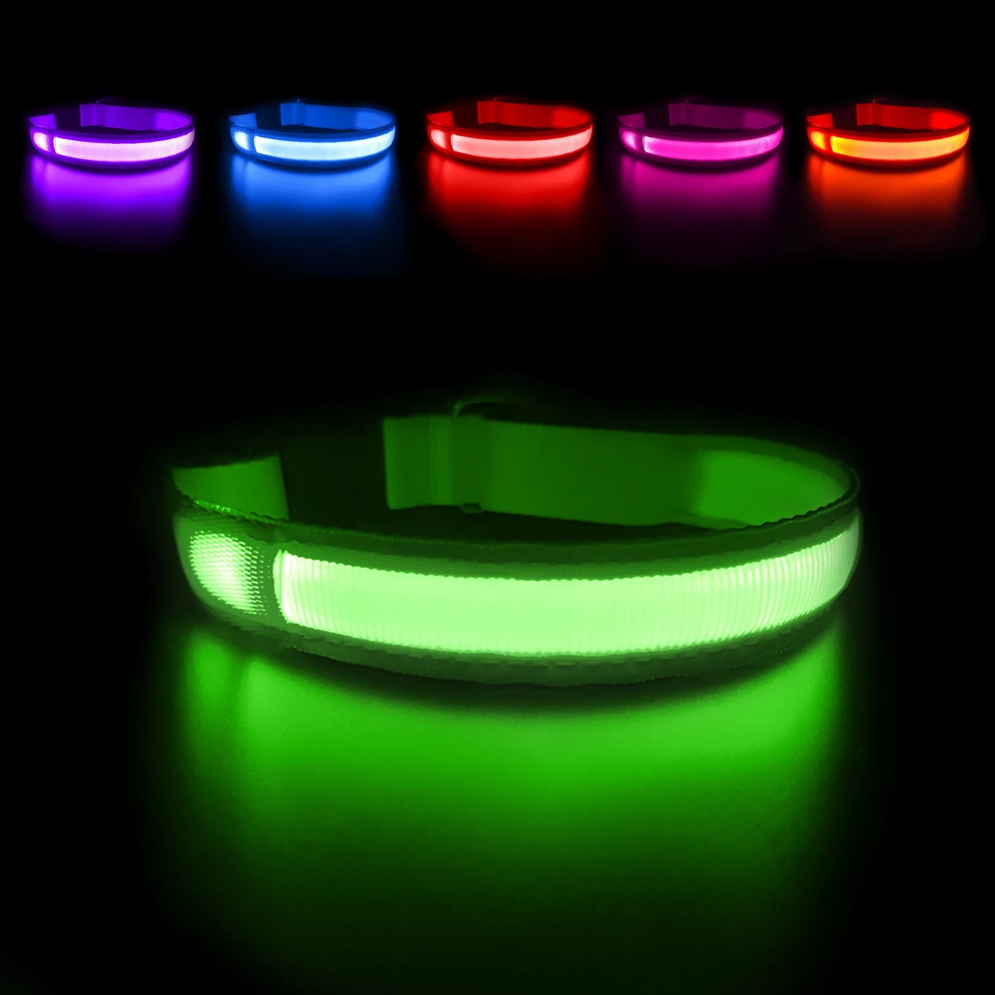 USB Charging Rechargeable Waterproof 3 Modes Durable Glowing Dog Collars SIMPLY LED