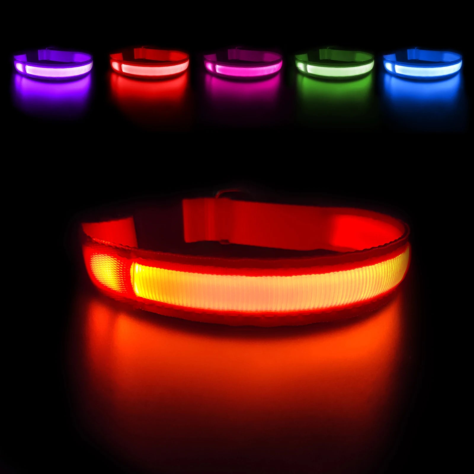 USB Charging Rechargeable Waterproof 3 Modes Durable Glowing Dog Collars SIMPLY LED