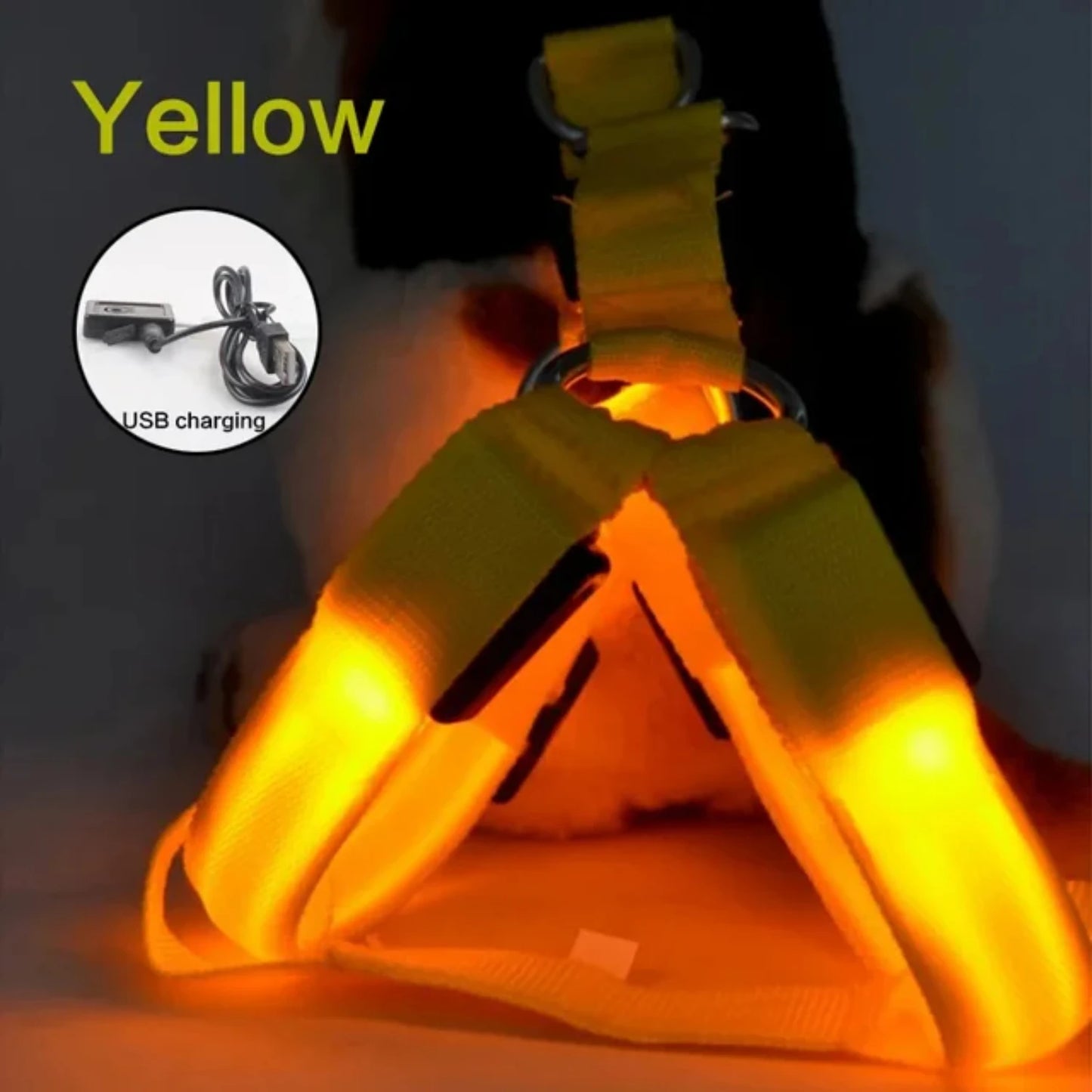 Glow-in-the-Dark LED Light Safety Nylon Lighted Dog Harness SIMPLY LED