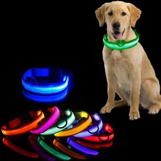 Led Dog Collar Light Anti-lost Collar For Dogs Puppies  Night Luminous Supplies Pet Products Accessories USB Charging/Battery simplyledstore