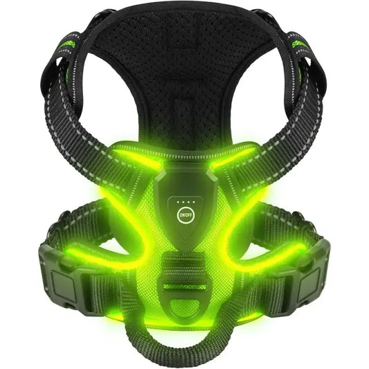 LED Glowing Luminous Dog Harnesses Essential for Dog Walking Safety at Night Dog Vest with Three LED Light Modes Rechargeable simplyledstore