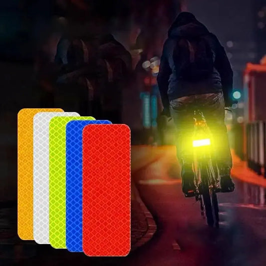 10pcs/set Warning Reflective Stickers Night Visibility Adhesive Strips Waterproof Reflectors Bicycle Tape For Vehicle Motorcycle simplyledstore