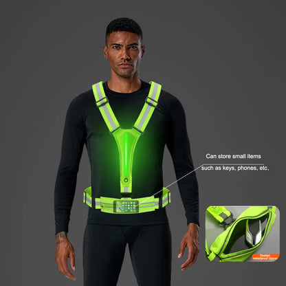 LED Reflective Vest Adjustable Straps Safety 3 Light Modes for Night Running SIMPLY LED