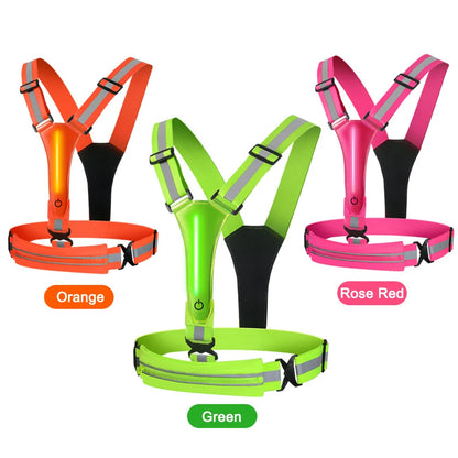 LED Reflective Vest Adjustable Straps Safety 3 Light Modes for Night Running SIMPLY LED