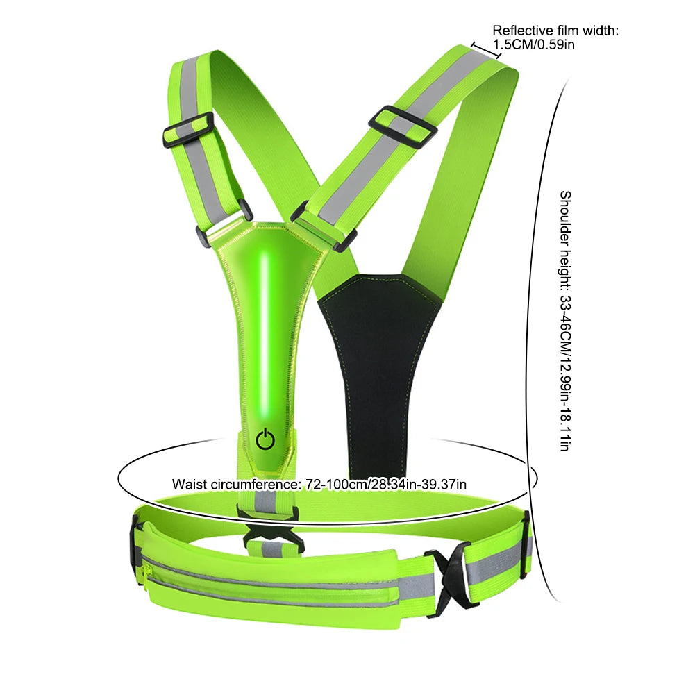 LED Reflective Vest Adjustable Straps Safety 3 Light Modes for Night Running SIMPLY LED