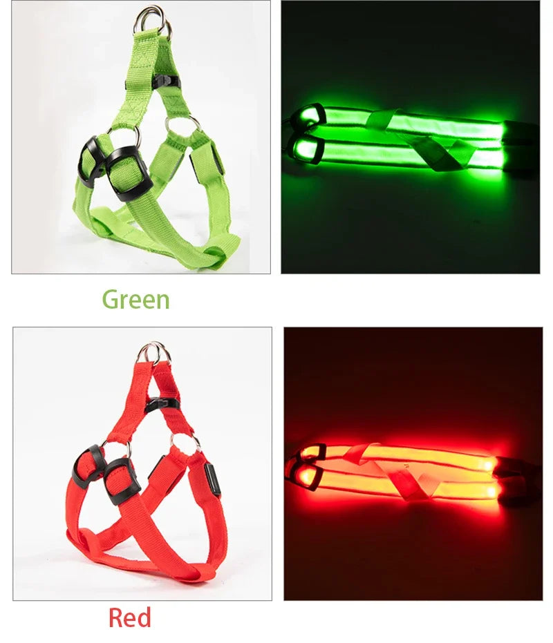 Glow-in-the-Dark LED Light Safety Nylon Lighted Dog Harness SIMPLY LED