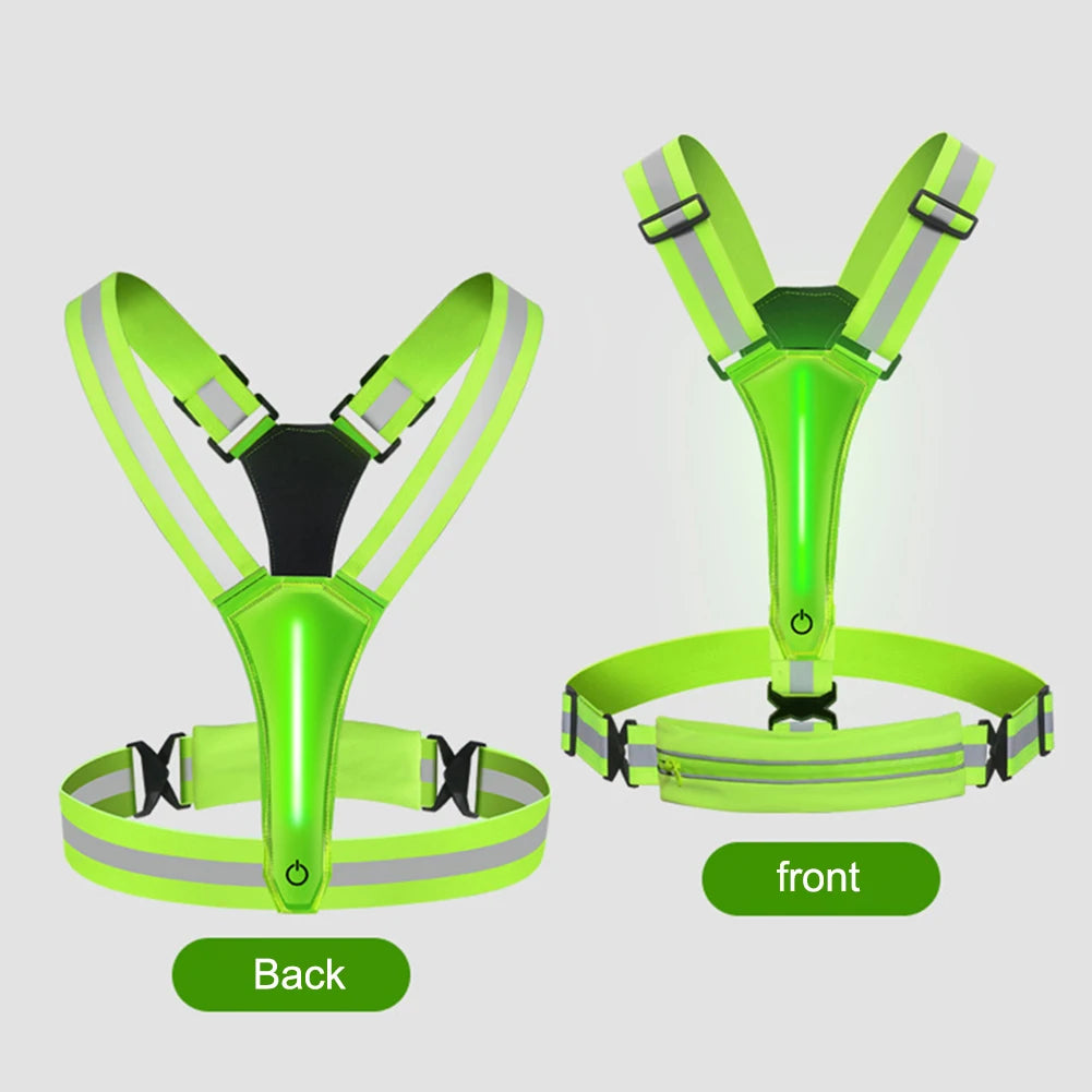 LED Reflective Vest Adjustable Straps Safety 3 Light Modes for Night Running SIMPLY LED