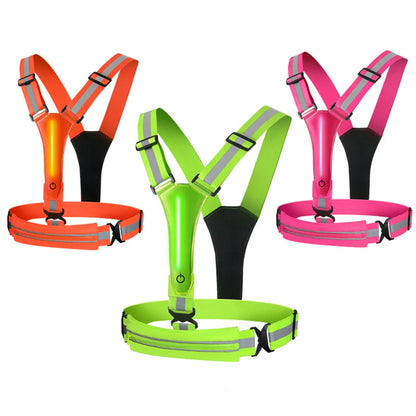 LED Reflective Vest Adjustable Straps Safety 3 Light Modes for Night Running SIMPLY LED