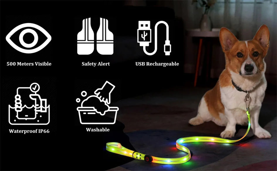 Adjustable, Rechargeable, and Safe LED Light Pet Collar SIMPLY LED