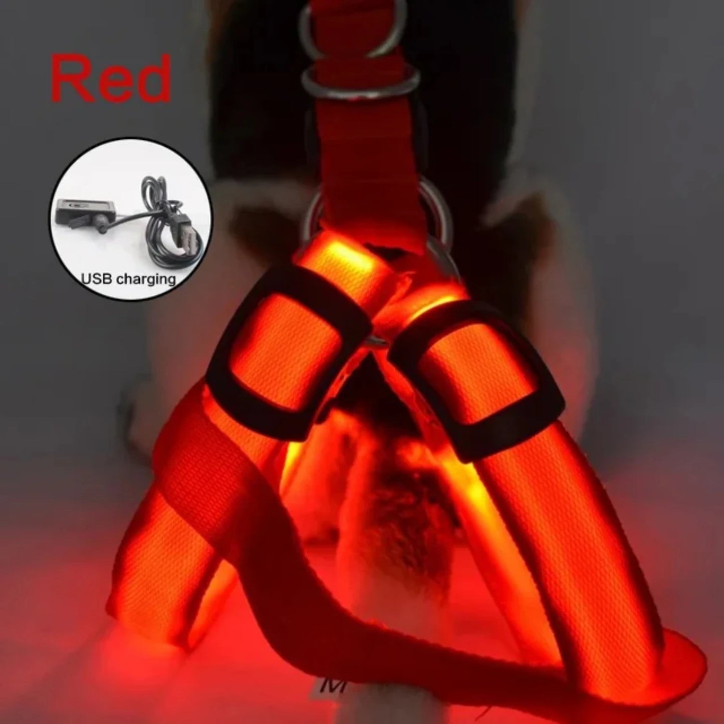 Glow-in-the-Dark LED Light Safety Nylon Lighted Dog Harness SIMPLY LED