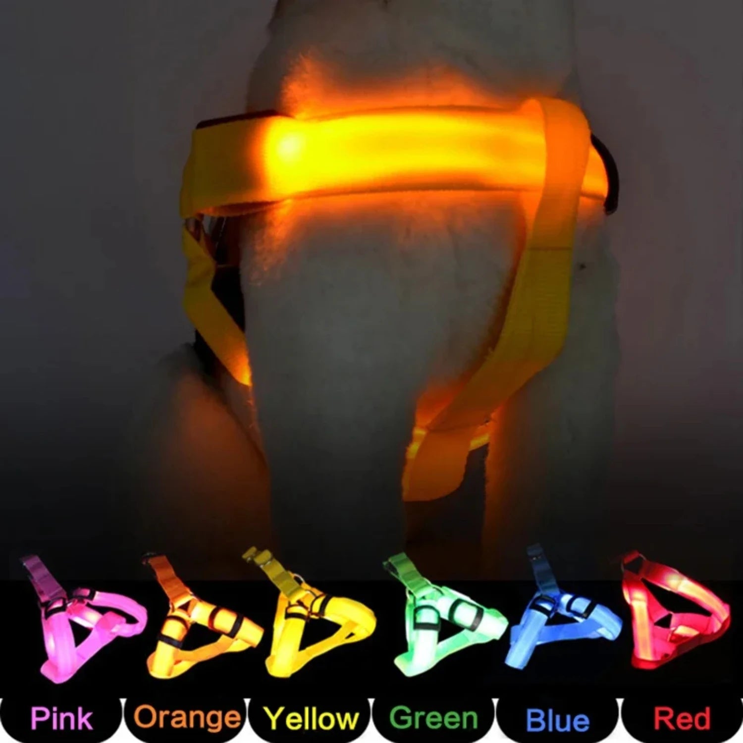 Glow-in-the-Dark LED Light Safety Nylon Lighted Dog Harness SIMPLY LED