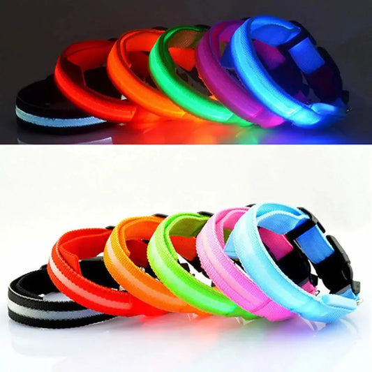 LED Dog Anti-lost Collar Pet Collar Glowing Luminous LED Night Light For Small Medium Large Dogs Collars Leads Safety Necklace simplyledstore