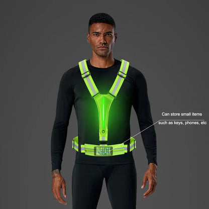 LED Reflective Vest Adjustable Straps Safety 3 Light Modes for Night Running SIMPLY LED