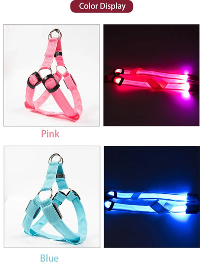 Glow-in-the-Dark LED Light Safety Nylon Lighted Dog Harness SIMPLY LED