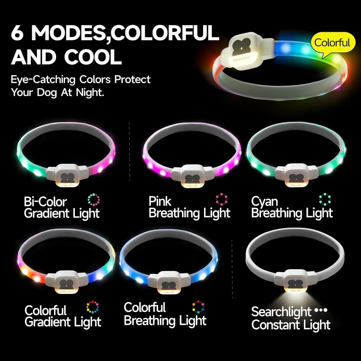 LED Dog Collar with USB Rechargeable Glow in The Dark Waterproof Dog Necklace SIMPLY LED