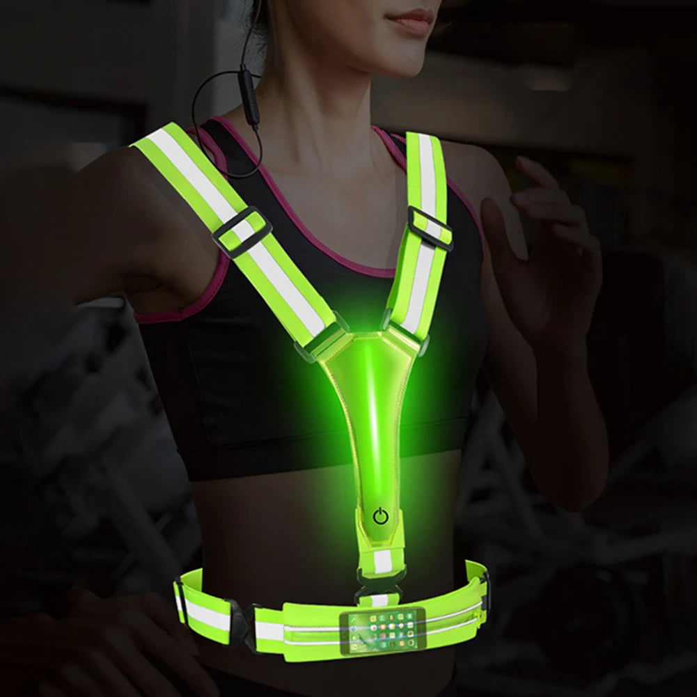 LED Reflective Vest Adjustable Straps Safety 3 Light Modes for Night Running SIMPLY LED