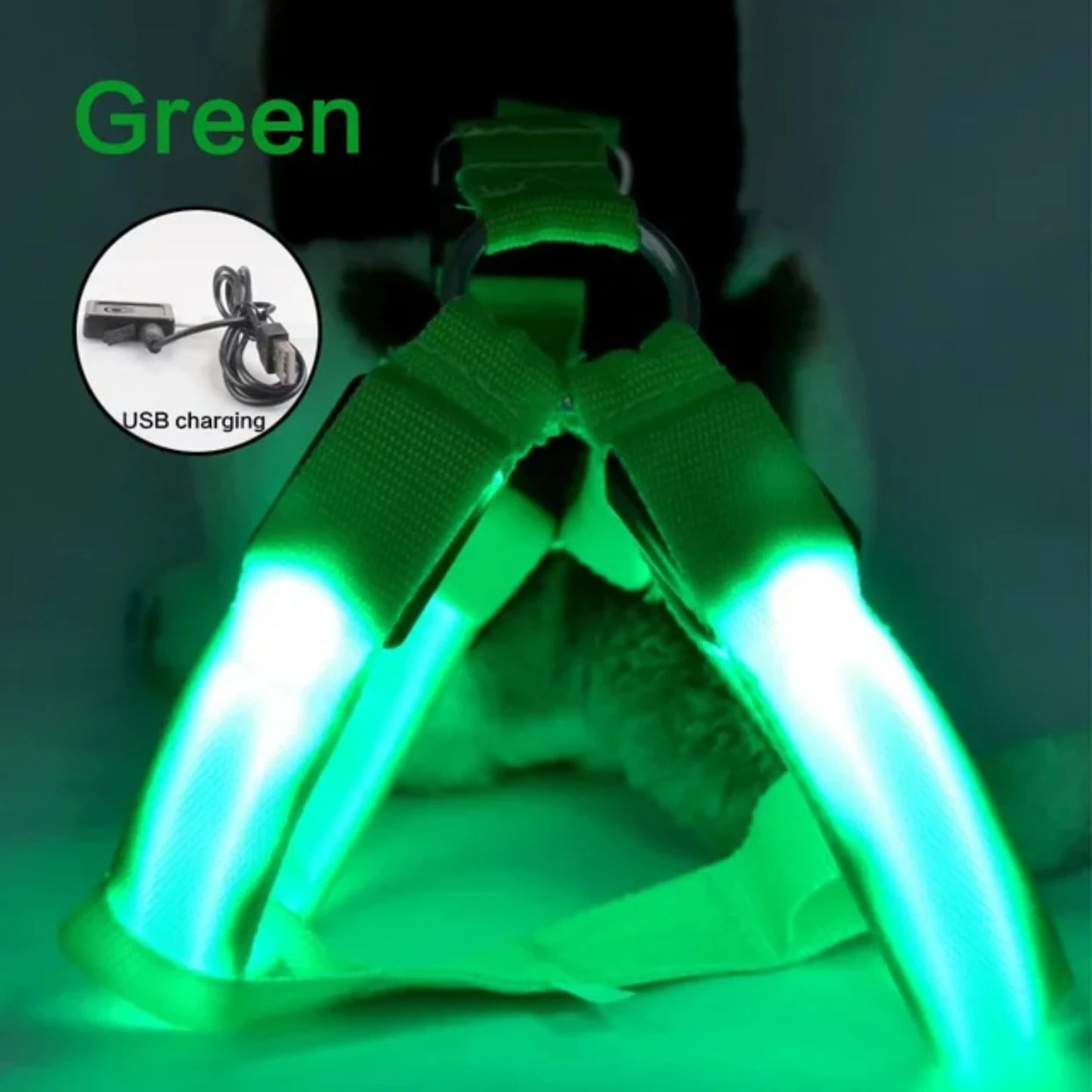 Glow-in-the-Dark LED Light Safety Nylon Lighted Dog Harness SIMPLY LED