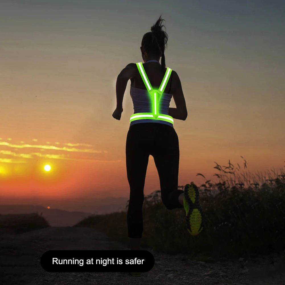 LED Reflective Vest Adjustable Straps Safety 3 Light Modes for Night Running SIMPLY LED