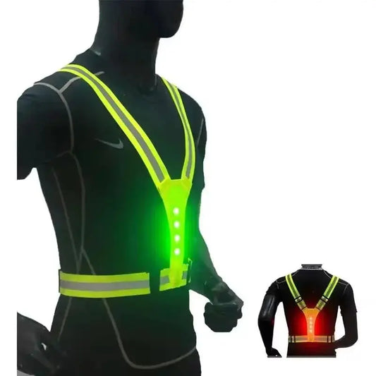 Safety Reflective Vest LED Running Light Adjustable Cycling Vest Night Warning Work Fishing Sports Vest simplyledstore